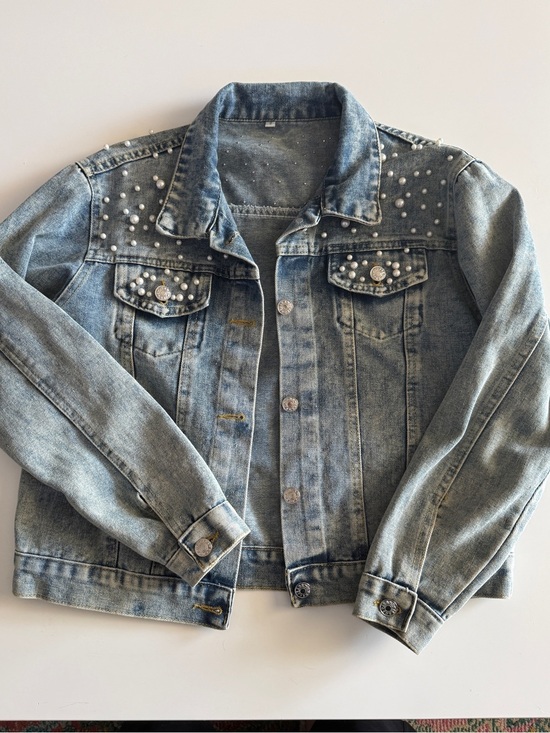 Jackets & Blazers - Custom-Made Taylor Swift "The Eras Tour" Pearl-Embellished Light Wash Jacket